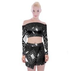 Technoid Future Robot Science Off Shoulder Top With Mini Skirt Set by Sapixe