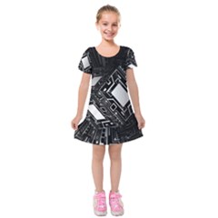 Technoid Future Robot Science Kids  Short Sleeve Velvet Dress by Sapixe