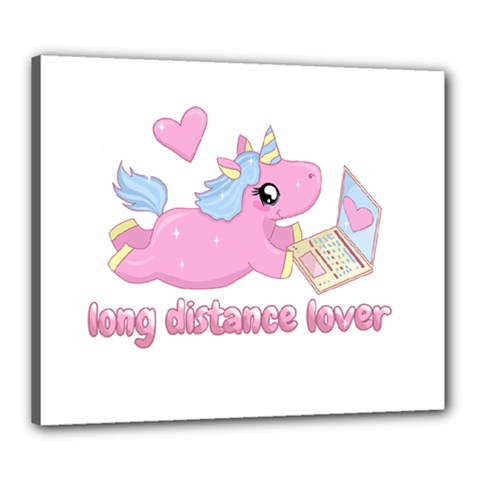 Long Distance Lover - Cute Unicorn Canvas 24  X 20  by Valentinaart