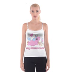 Long Distance Lover - Cute Unicorn Spaghetti Strap Top by Valentinaart