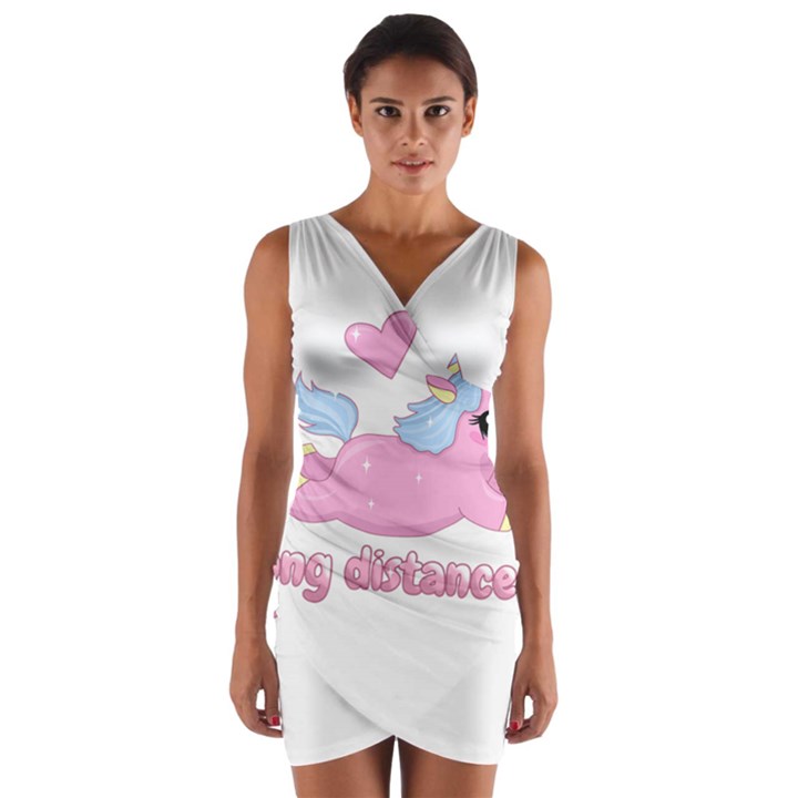 Long distance lover - Cute Unicorn Wrap Front Bodycon Dress