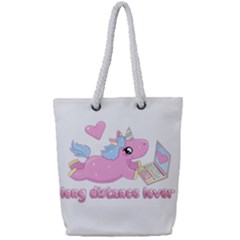 Long Distance Lover - Cute Unicorn Full Print Rope Handle Tote (small) by Valentinaart