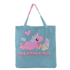 Long Distance Lover - Cute Unicorn Grocery Tote Bag by Valentinaart