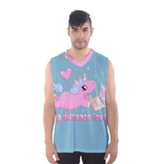 Long Distance Lover - Cute Unicorn Men s Basketball Tank Top by Valentinaart