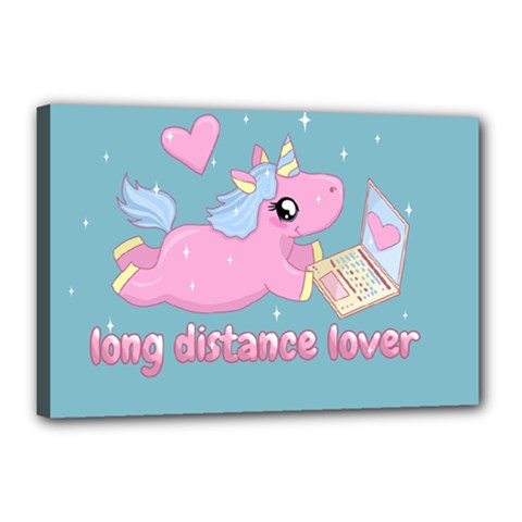 Long Distance Lover - Cute Unicorn Canvas 18  X 12  by Valentinaart