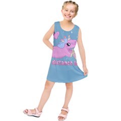 Long Distance Lover - Cute Unicorn Kids  Tunic Dress by Valentinaart