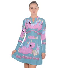 Long Distance Lover - Cute Unicorn Long Sleeve Panel Dress by Valentinaart