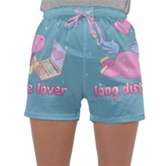 Long Distance Lover - Cute Unicorn Sleepwear Shorts by Valentinaart