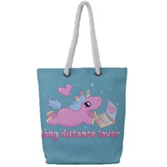 Long Distance Lover - Cute Unicorn Full Print Rope Handle Tote (small) by Valentinaart