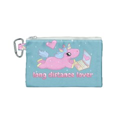 Long Distance Lover - Cute Unicorn Canvas Cosmetic Bag (small) by Valentinaart