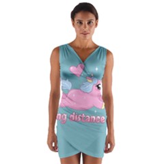 Long Distance Lover - Cute Unicorn Wrap Front Bodycon Dress by Valentinaart