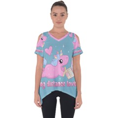 Long Distance Lover - Cute Unicorn Cut Out Side Drop Tee by Valentinaart