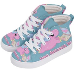 Long Distance Lover - Cute Unicorn Kid s Hi-top Skate Sneakers by Valentinaart