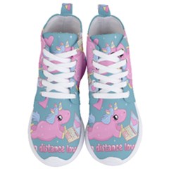 Long Distance Lover - Cute Unicorn Women s Lightweight High Top Sneakers by Valentinaart