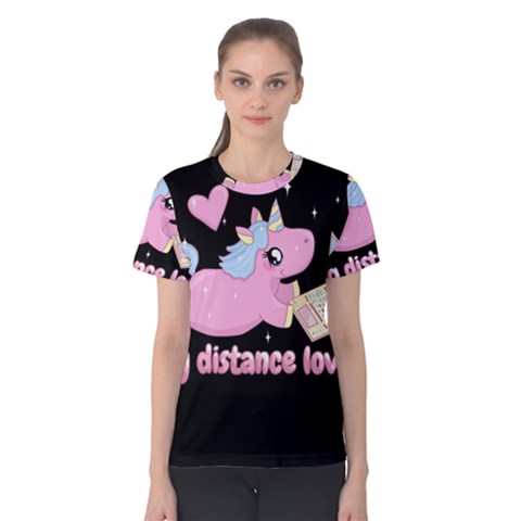 Long Distance Lover - Cute Unicorn Women s Cotton Tee by Valentinaart