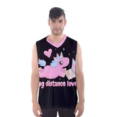 Long Distance Lover - Cute Unicorn Men s Basketball Tank Top by Valentinaart