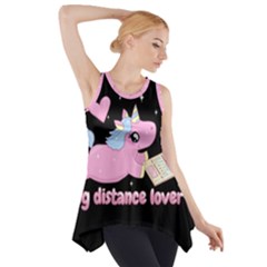 Long Distance Lover - Cute Unicorn Side Drop Tank Tunic by Valentinaart