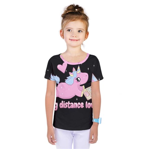 Long Distance Lover - Cute Unicorn Kids  One Piece Tee by Valentinaart