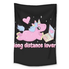 Long Distance Lover - Cute Unicorn Large Tapestry by Valentinaart