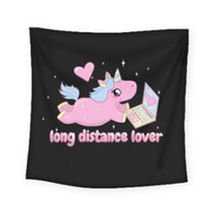 Long Distance Lover - Cute Unicorn Square Tapestry (small) by Valentinaart