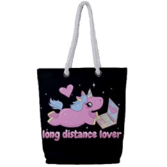 Long Distance Lover - Cute Unicorn Full Print Rope Handle Tote (small) by Valentinaart