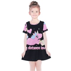 Long Distance Lover - Cute Unicorn Kids  Simple Cotton Dress