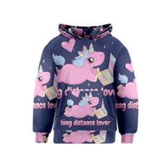 Long Distance Lover - Cute Unicorn Kids  Pullover Hoodie by Valentinaart