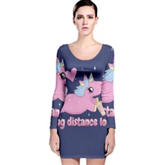 Long Distance Lover - Cute Unicorn Long Sleeve Velvet Bodycon Dress