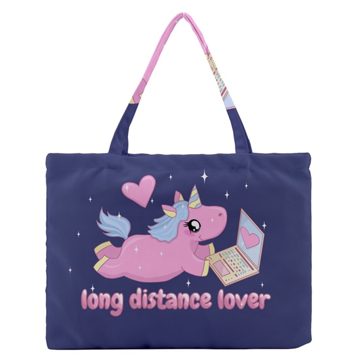 Long distance lover - Cute Unicorn Zipper Medium Tote Bag