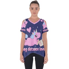 Long Distance Lover - Cute Unicorn Cut Out Side Drop Tee by Valentinaart