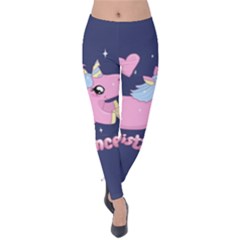 Long Distance Lover - Cute Unicorn Velvet Leggings by Valentinaart