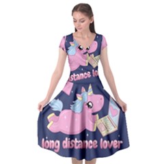 Long Distance Lover - Cute Unicorn Cap Sleeve Wrap Front Dress by Valentinaart