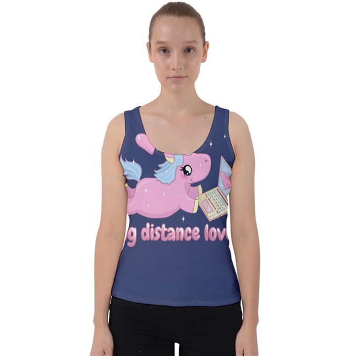 Long distance lover - Cute Unicorn Velvet Tank Top