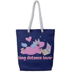 Long Distance Lover - Cute Unicorn Full Print Rope Handle Tote (small) by Valentinaart