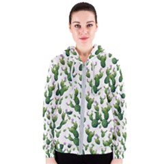 Cactus Pattern Women s Zipper Hoodie by Valentinaart