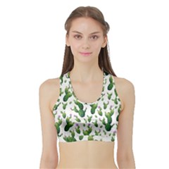 Cactus Pattern Sports Bra With Border by Valentinaart