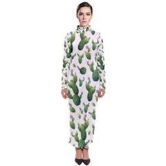 Cactus Pattern Turtleneck Maxi Dress