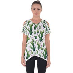 Cactus Pattern Cut Out Side Drop Tee by Valentinaart