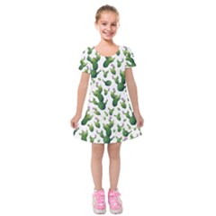 Cactus Pattern Kids  Short Sleeve Velvet Dress by Valentinaart