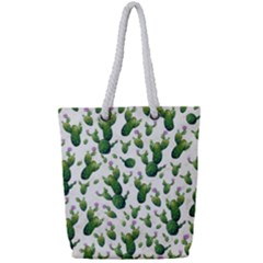 Cactus Pattern Full Print Rope Handle Tote (small) by Valentinaart