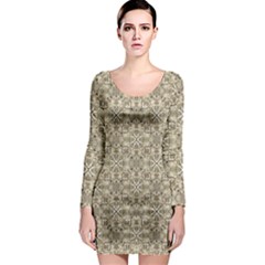 Modern Baroque Pattern Long Sleeve Bodycon Dress by dflcprints