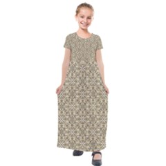 Modern Baroque Pattern Kids  Short Sleeve Maxi Dress