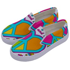 Love Peace Feelings Nature Kids  Canvas Slip Ons by Sapixe