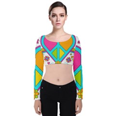 Love Peace Feelings Nature Velvet Crop Top by Sapixe