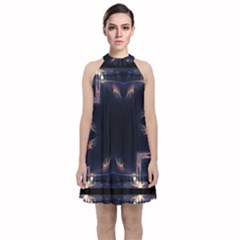 Cosmos Kaleidoscope Art Pattern Velvet Halter Neckline Dress  by Sapixe