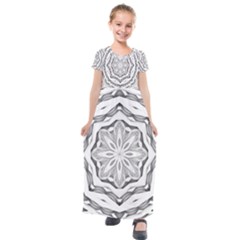 Mandala Pattern Floral Kids  Short Sleeve Maxi Dress by Sapixe