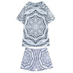 Mandala Pattern Floral Kids  Swim Tee And Shorts Set