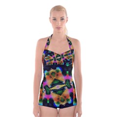 Butterfly Color Pop Art Boyleg Halter Swimsuit  by Sapixe