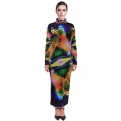 Butterfly Color Pop Art Turtleneck Maxi Dress by Sapixe