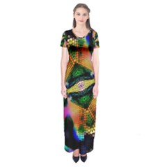 Butterfly Color Pop Art Short Sleeve Maxi Dress by Sapixe